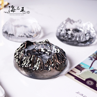 Japanese-Style Fuji Mountain Glass Ashtray Creative Fashion Decoration Office Home Personalized Coffee Table Smoking Set