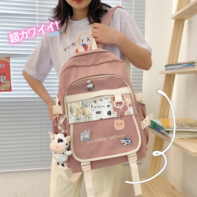 Foreign Trade Wholesale College Style Girl Heart Cute Color Matching Schoolbag 2021 New Casual Student Backpack Female Delivery
