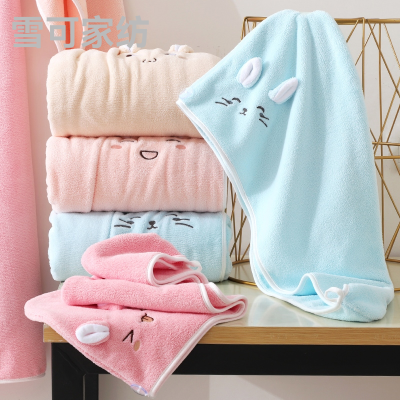 Cute Rabbit Shape Hair-Drying Cap Triangle Towel Super Strong Absorbent Soft High Quality Living Hall Can Be Labeled Production