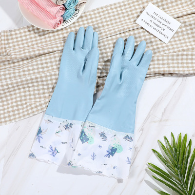 Household Gloves Washing Clothes Lengthened plus Size Elastic Mouth Pu Gloves Washing Pot Washing Household Gloves Factory in Stock