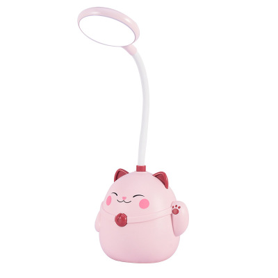 New Product Creative Lucky Cat Cartoon Desk Lamp USB Rechargeable Learning Desk Lamp Student Office Desk Surface Panel Led Small Table Lamp