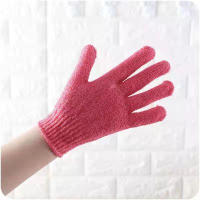 New Bath Towel Bath Gloves Solid Color Yarn Gloves Five Finger Bath Towel Rubbing Mud and Back Double-Sided Gloves Wholesale