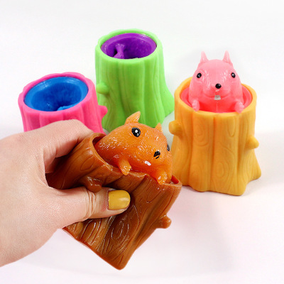 Tiktok Same New Exotic Vent Decompression Toy Squirrel Cup Whole Bowl Squeeze Squeezing Toy Stall Night Market Wholesale