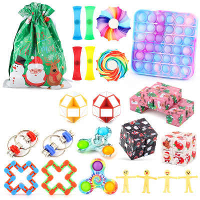 New Exotic Decompression Christmas 24-Piece DIY New Year Set Deratization Pioneer Bubble Music Stress Relief Toys