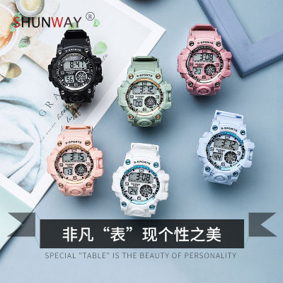 New Multifunctional Luminous Candy Color Waterproof Electronic Watch Student Trendy Sporty Simplicity Waterproof Electronic Waist Watch