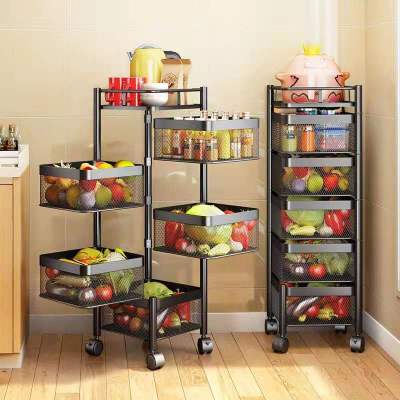 Kitchen Rotating Square Storage Rack Wholesale Vegetable and Fruit Storage Rack Installation-Free Removable Square Storage Rack