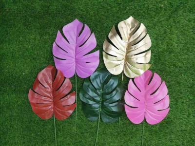 Artificial Monstera Leaf Colorful Sunflower Leaf Wedding Hall Flower Decoration Decorative Grass Green Plant Simulation Happiness Fan Palm-Leaf Fan