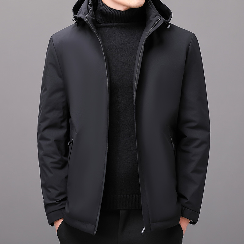 中年羽绒服男士2025冬季新款加厚保暖御寒连帽外套爸爸装休闲衣服