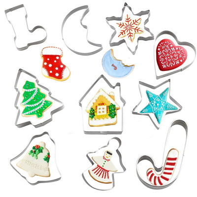 Christmas Cookie Mold Set Stainless Steel Easter Cartoon Cookie Cutter Biscuit Pressing Die Cookie Cutter Die