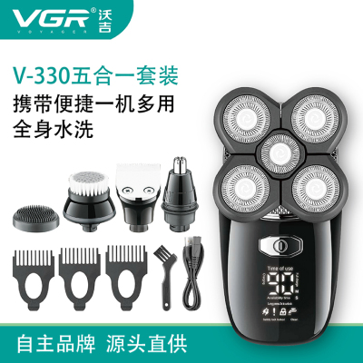 VGR-330 razor rechargeable cross-border five-blade electric razor whole body washing liquid crystal display