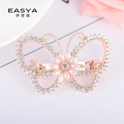 Yisiya Korean Style Women's Pearl Barrettes Graceful Bow Hollow Spring Hairpin Fashion Ornament Wholesale