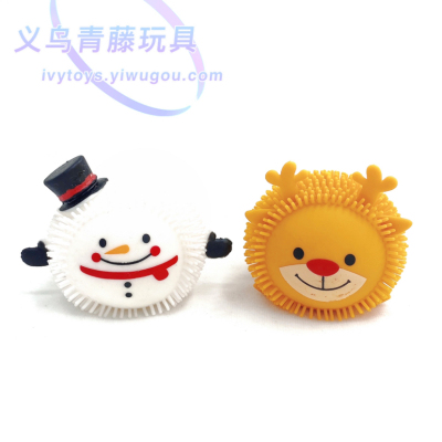Elastic Luminous Hairy Ball Decompression Vent Ball Christmas Snowman Elk Squeezing Toy TPR Soft Rubber Toy