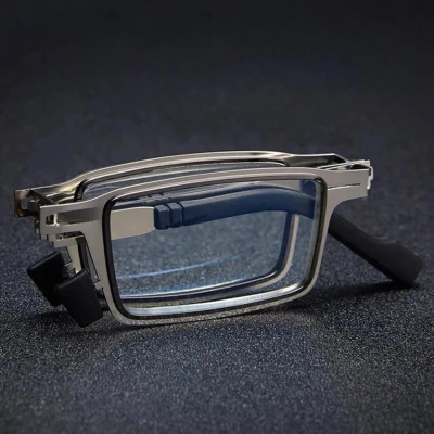New Anti-Blue Light Folding Reading Glasses HD Portable Ultra-Light Non-Pressure Nose Bridge Metal Non-Screw Glasses for the Elderly