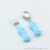 S86-BF0480 Aishang Short Handle Silicone Spoon Fork Baby Stainless Steel Spoon Feeding Tableware Set Cartoon Spoon