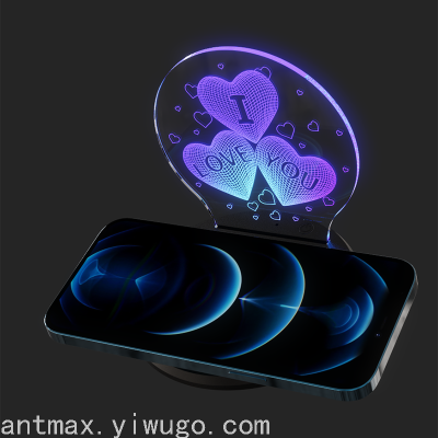 Gift Advertising LED Luminous Mobile Phone Holder Wireless Charger Android iPhone Universal Wireless Fast Charge 15W