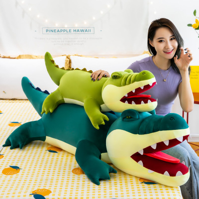 Domineering Open Mouth Stuffed Crocodile Plush Pillow Soft Four-Sided Elastic Chinese Crocodile Plush Toy Long Pillow in Stock