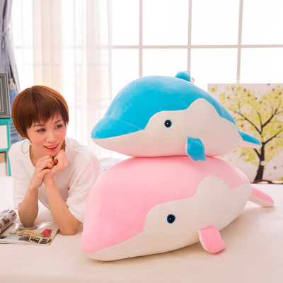 Soft Dolphin Doll Plush Toys Cute Big Whale Ragdoll Doll Pillow a Big Hair Factory Direct Sales