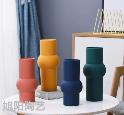 Modern Minimalist Ceramic Vase Living Room Decoration Nordic Home Decoration Hydroponic Flower Pot Dried Flower Inserting Factory Wholesale