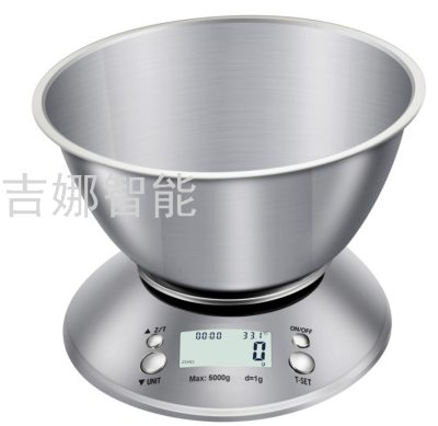 402 Household Stainless Steel Kitchen Scale 5kg/1G Baking Food with Bowl Gram Measuring Scale Electronic Gram Weight Scale Kitchen Scale