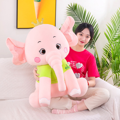 Elastic Wool Elephant Doll Plush Toys and Soft Elephant Rag Doll Pillow Crown Elephant Comforter Toys Can Be Sent on Behalf
