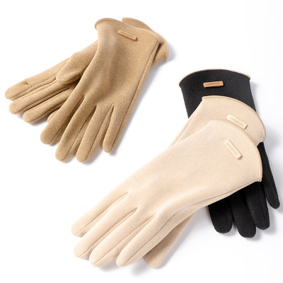 Winter Dralon Thermal Gloves Women's Outdoor Cycling Cold Protection Fleece-Lined Thickened Gloves Fingertip Flip Touch Screen Dy43