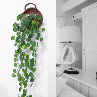 Emulational Plants and Flowers Rattan Vine Living Room Interior Decorative Greenery Wall Hanging Leaves Green Radish Blue Discharge Flowers Hanging