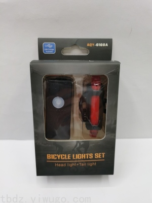 New USB Charging Bicycle Lamp Suit Headlight + Rear Lamp (Foreign Trade Supply)