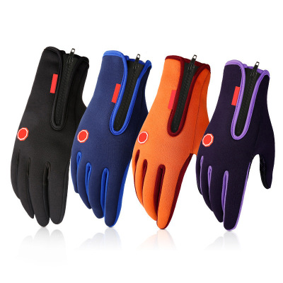 New Windproof Riding Women's Full Finger Sports Winter Thermal Fleece Skiing Outdoor Waterproof Touch Screen Gloves Men