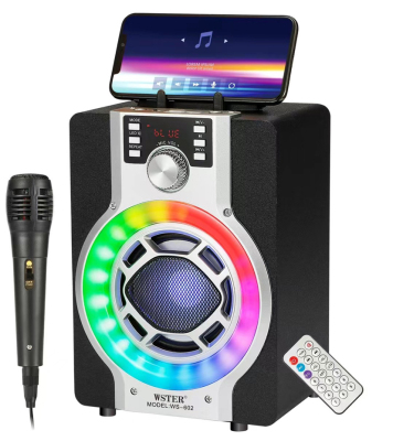 Portable Square Dance Speaker Computer Subwoofer Rod Stereo with Microphone WS-602 Retro Bluetooth Speaker