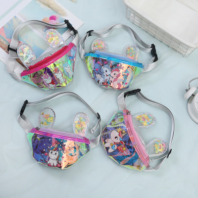 Wholesale New Girls' Shoulder Messenger Bag Ear Quicksand Unicorn Cartoon Cartoon Cute Multi-Color Optional Waist Bag