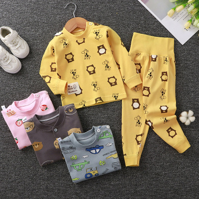 Spring and Autumn Children's Underwear Suit Pure Cotton 1-3-5-8 Years Old High-Necked High Waist Long Sleeves Long Johns Factory Direct Sales