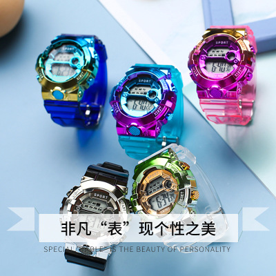 [Factory] New Gradient Color Electronic Watch Student Youth Luminous Waterproof Sports Watch Colorful Watch