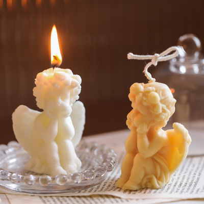 Christmas Angel Soy Wax White Beeswax Creative Vintage Ornament Decoration Living Room Interior Long-Lasting Aromatherapy Candle Wholesale