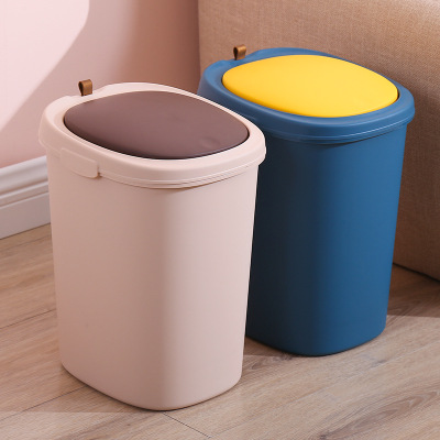 Push Trash Can Household Bounce Cover Kitchen Toilet Basket Living Room with Lid Creative Toilet Bin