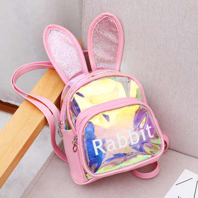 New Transparent Backpack Women's Korean-Style Fashion Laser Small Casual Backpack Bag Cartoon Travel Colorful Student Bag