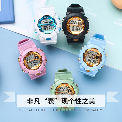 [Factory] Student Multi-Color New Waterproof Electronic Watch Macaron Youth Middle School Student Sports Watch