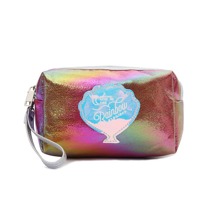 New Pu Women's Cosmetic Bag Laser Shell Creative Octagonal Bag Travel Portable Storage Bag Portable Personal Hygiene Bag