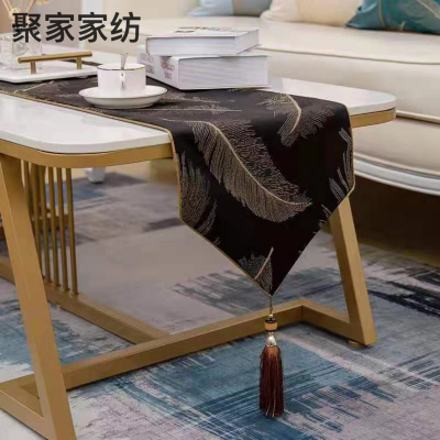 Table Runner Bed Runner Light Luxury Jacquard Tassel Dining Table Table Towel European American Restaurant Model Room Soft Decoration Coffee Table Tablecloth