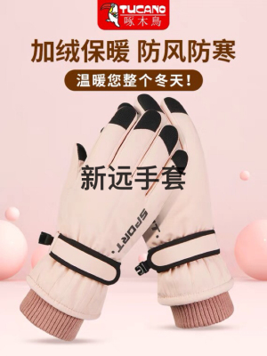 Xinyuan Ski Gloves Women's Winter Fleece Lined Padded Warm Keeping Touch Screen Waterproof Cold-Proof Windproof and Freeze-Proof Household Cycling Cover