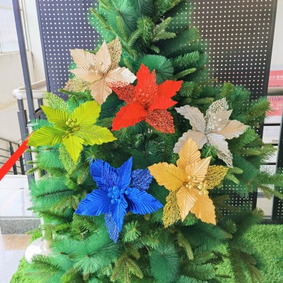 Christmas Decorative Ornaments DIY Gold Powder Christmas Flower Christmas Tree Garland Accessories Decorations