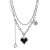 Autumn Mosaic Black Love Necklace for Women NS Hip Hop Special-Interest Design Simple All-Match Letters Pendant Clavicle Chain
