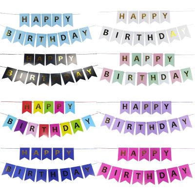 Birthday Party Supplies Happy Birthday Fishtail Flag Bronzing Banner Birthday Pulling Banner