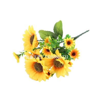 1 beautiful sunflower bouquet silk flower high quality artificial flower home garden party wedding decoration DIY