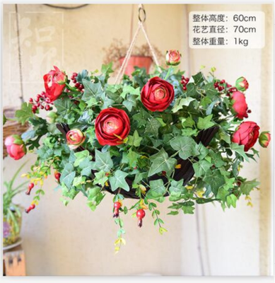 New Artificial Flower Hanging Basket Flower Artificial Flower Bonsai Flower Decorative Fake Flower Bunch of Flowers