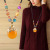 Ethnic Style Goldfish Sweater Chain Long Necklace Water Drop Imitation Beeswax Pendant Cotton Linen Trimmings for Clothing Pendant Wholesale