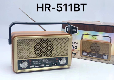 New HR-510BT Retro Wooden Portable Muitiband Card High Quality Wooden with Bluetooth Pluggable Radio