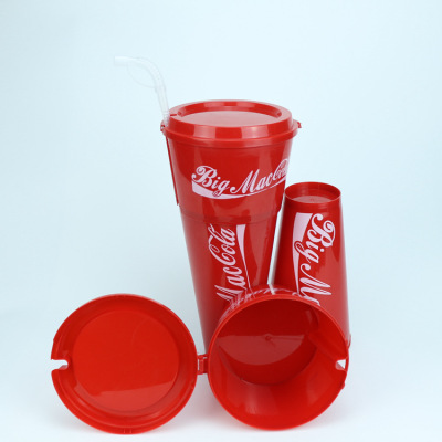 Creative Popcorn Large Coke Cup Disposable Plastic Cup Double-Layer Cup Cup with Straw Fried Chicken Cup Double Layer Large Coke Cup