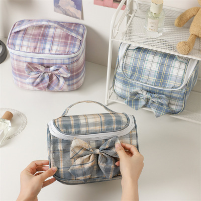 Cute Cosmetic Bag Girl Sailor Suit Style Bow Tie Niche High-Grade Women's Portable Good-looking Portable Large Capacity Ins Travel Bag Storage Box