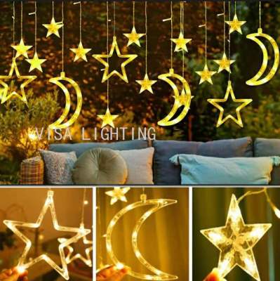 LED Star Moon Colored Lantern Flashing String Curtain Light Starry Sky Room Bedroom Layout Christmas Decoration