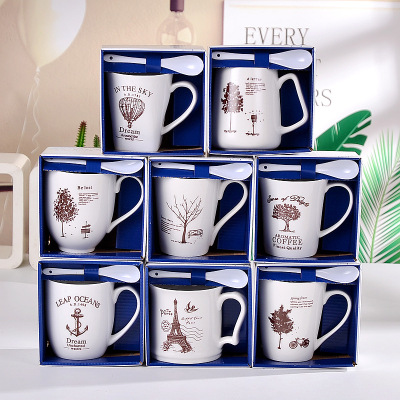 Creative Ceramic Cup Set Mug Printing Logo Practical Activity Gift Water Cup General Merchandise Daily Wholesale